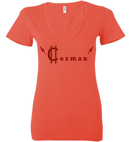 Classic Coz Woman V-Neck (Red and Brown) - Cozman Apparel